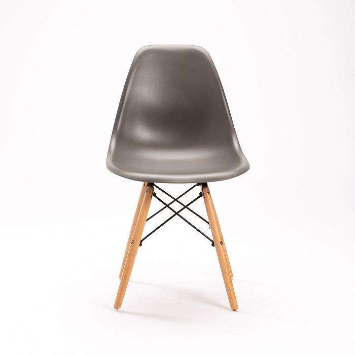 SMTE GB Modern Wooden Leg Chair - Grey with keychain