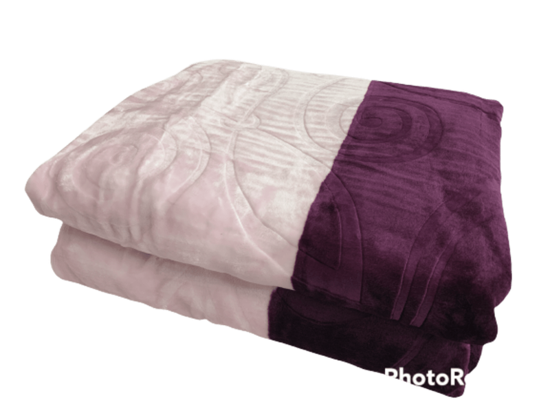 SMTE Queen Size mink Blanket Single PLY Two Tone Color - Dark purple with keychain