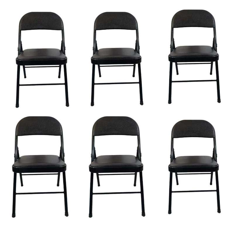 SMTE Foldable outdoor Chairs -6 Pack -Black with keychain