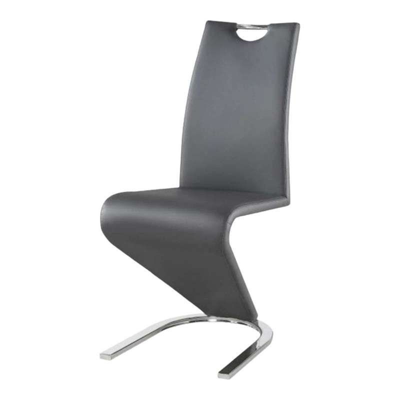 SMTE Faux Leather Dining Room Chair with Metal Legs - Grey with keychain