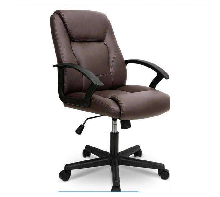 SMTE Ergonomic PU Leather, Modern Executive Office Chair - Brown with keychain
