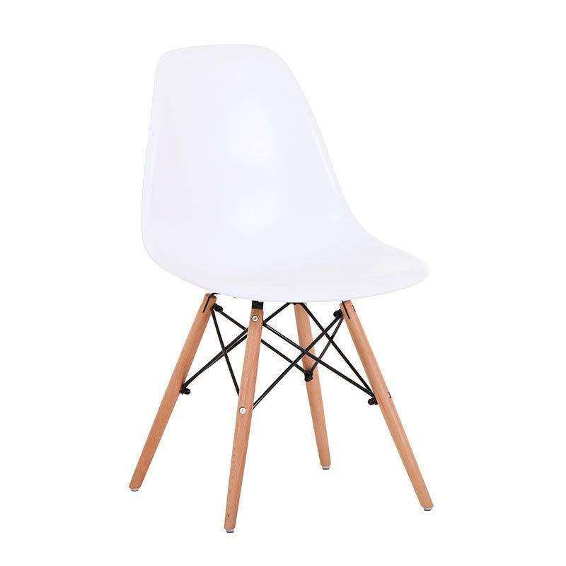 SMTE Emmy Wooden Leg Chair - White with keychain