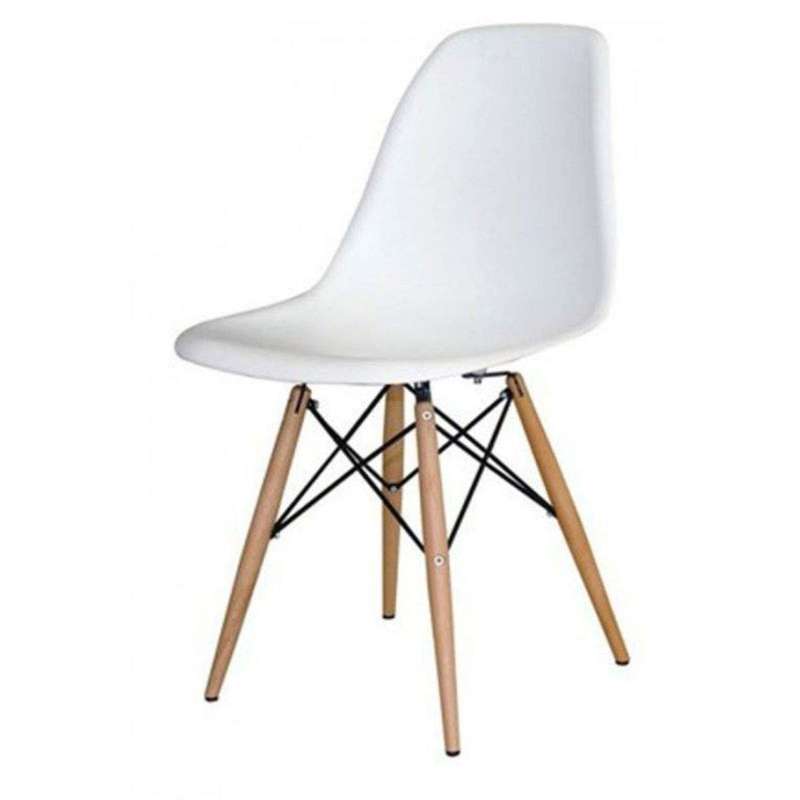 SMTE Emmy Wooden Leg Chair - White with keychain