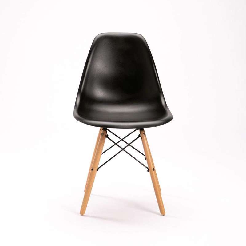 SMTE Emmy Wooden Leg Chair - Black with keychain