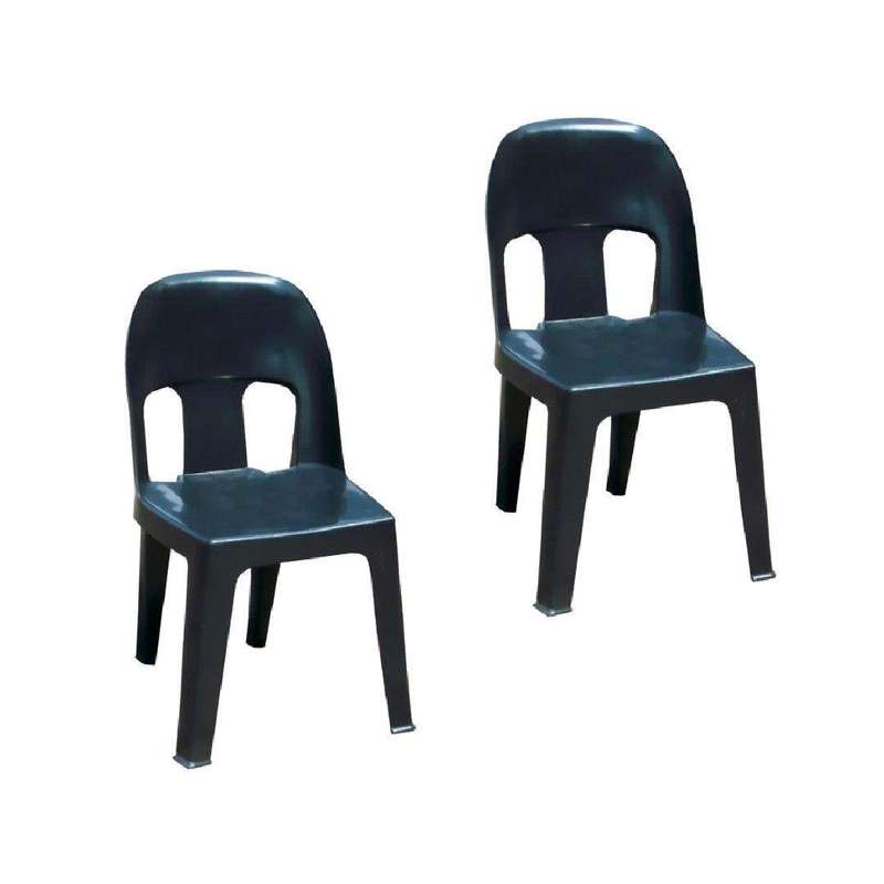 SMTE Durable Plastic Party Set of 2 Chairs - Black with keychain