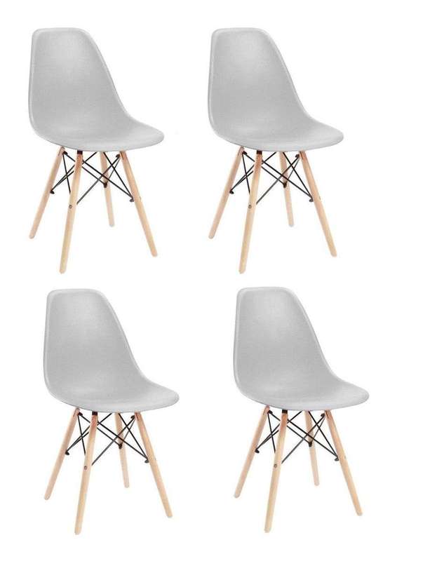 SMTE Dining Chairs - Wooden Leg - Four Pack - Grey Colour with keychain