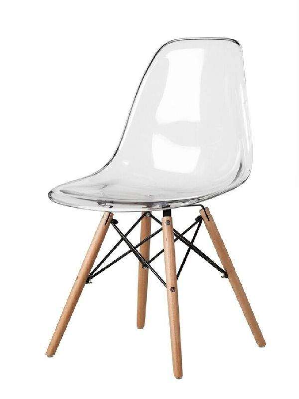 SMTE Clear Eames Chair with Wood Legs with keychain