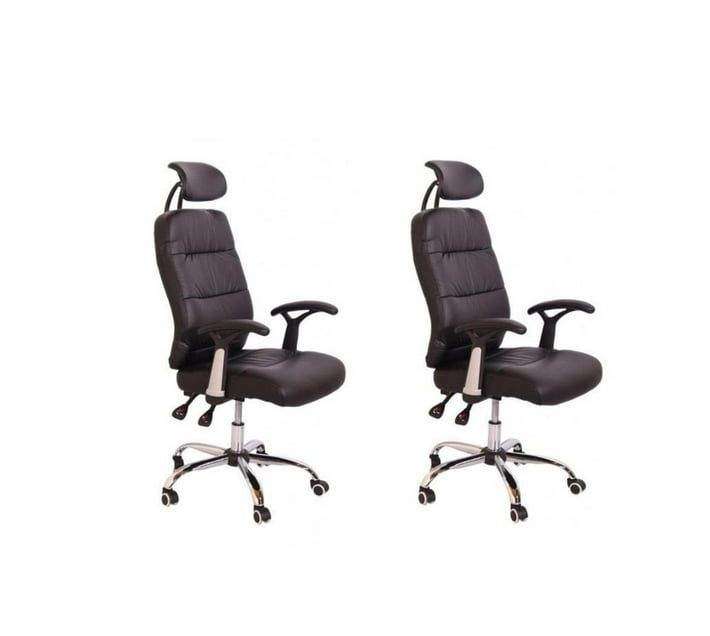 SMTE Black Office Chairs - Executive Mid-Back Ergonomic - Pack of 2 with keychain