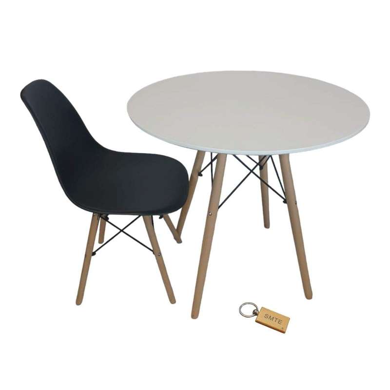 SMTE Black Chair with White Table with Keychain-Set With 1