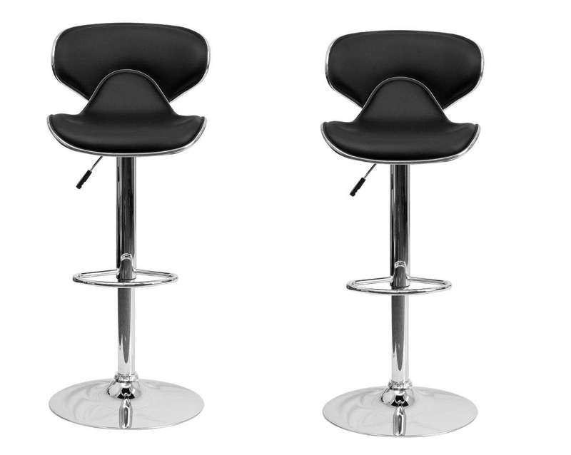 SMTE Barstools / Kitchen Chair - Set of 2 - Black Colour - Black with keychain
