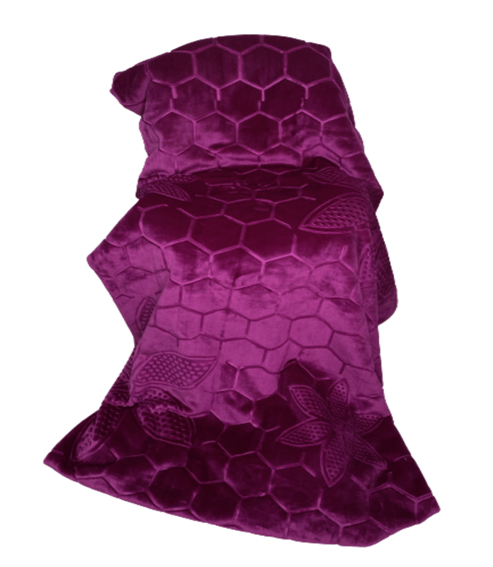 SMTE Queen Size Blanket Super Soft Honeycomb Pattern - Purple with keychain