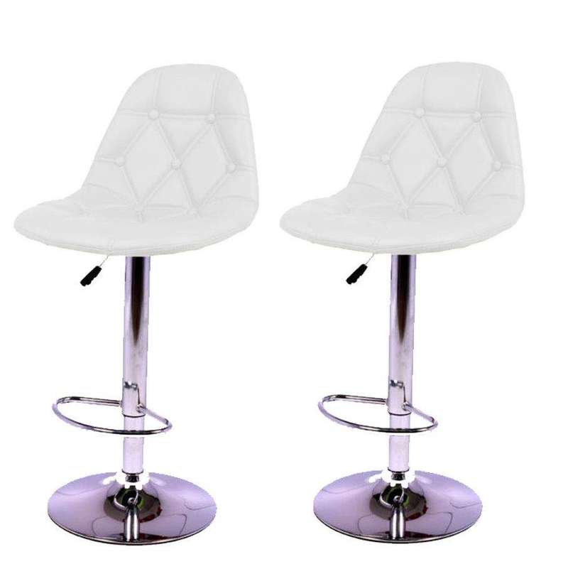 SMTE Bar Stools / Kitchen Counter Chairs - Two Pack - White Colour with keychain
