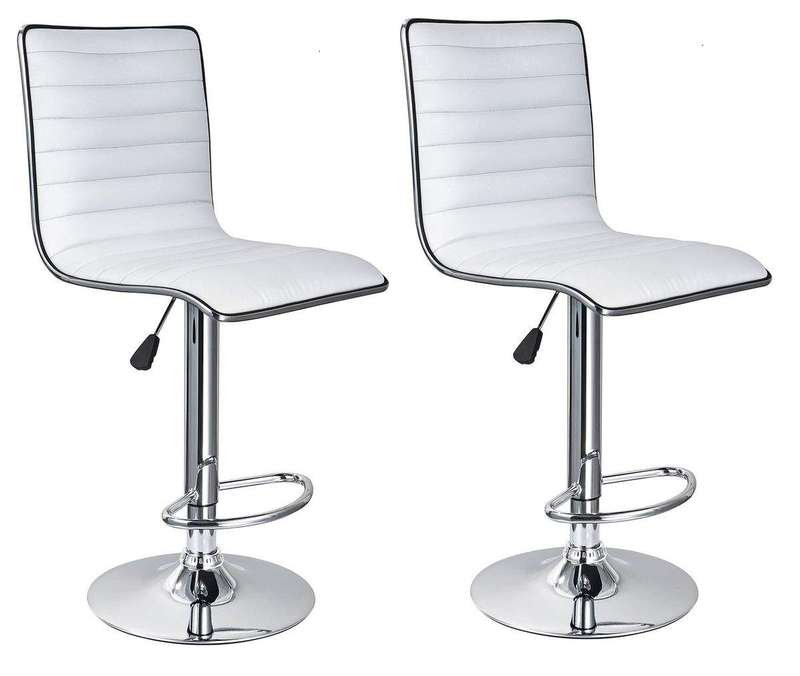 SMTE Bar Stools / Kitchen Counter Chairs - Set of 2 ? White Colour with keychain