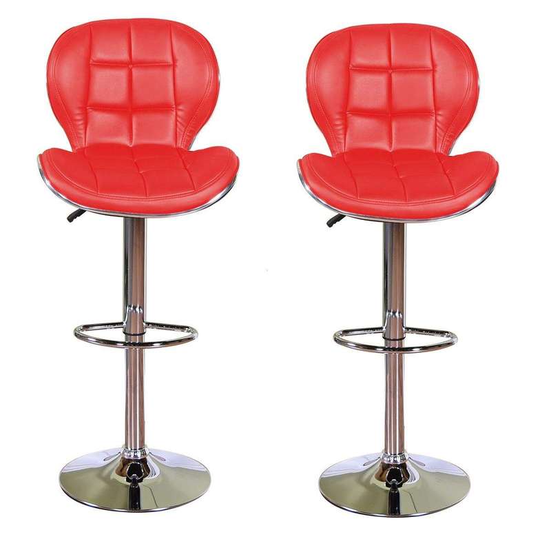 SMTE Bar Stools / Kitchen Counter Chairs - Set of 2 ? Red with keychain