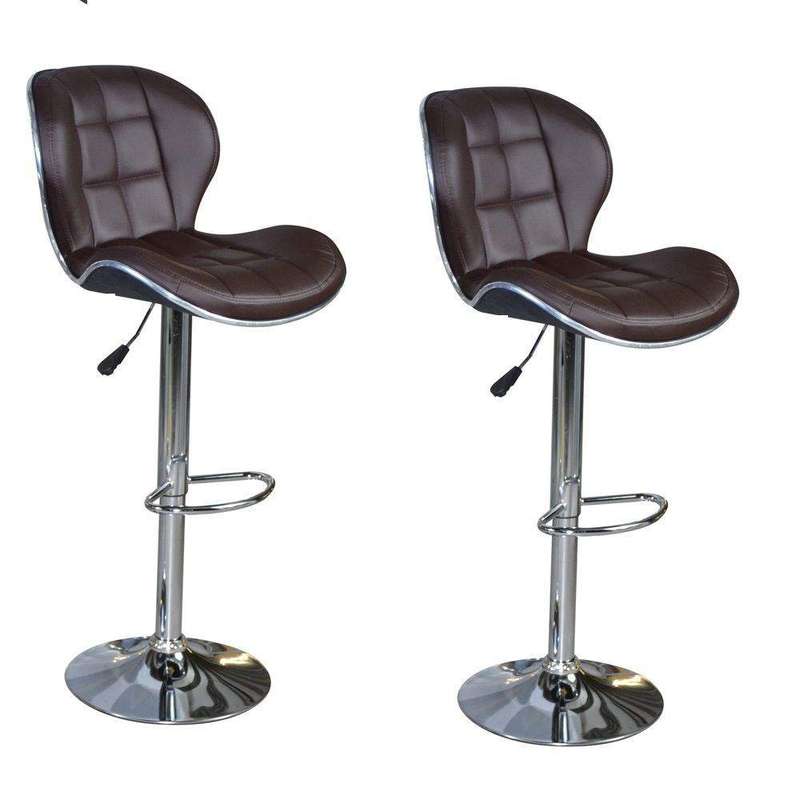 SMTE Bar Stools / Kitchen Counter Chairs - Set of 2 ? Brown Colour with keychain