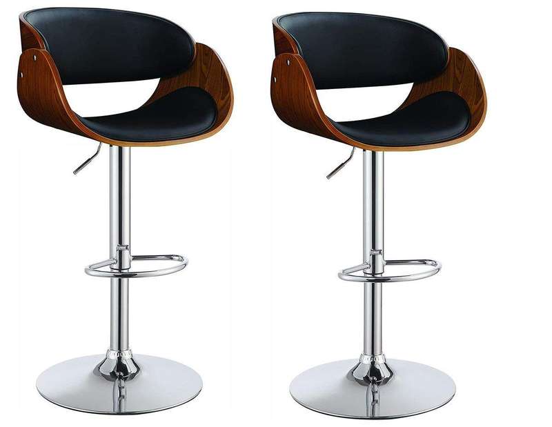 SMTE Bar Stools / Kitchen Counter Chairs ? Set of 2 - Black / Brown Colour with keychain