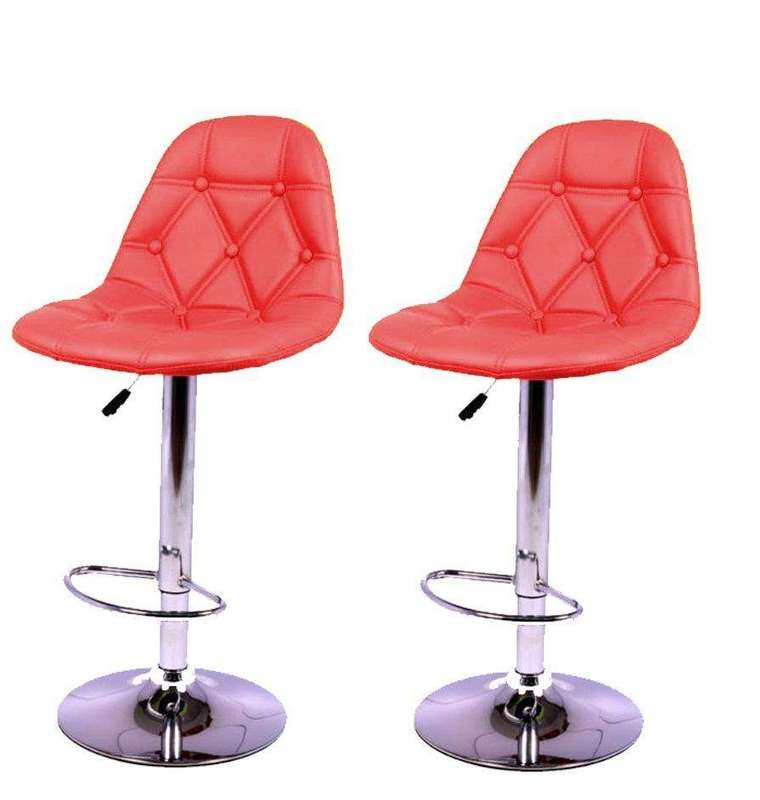 SMTE Bar Stools / Kitchen Counter Chairs - 2 Pack - Red Colour with keychain