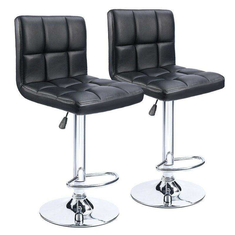 SMTE Bar Stools / Kitchen Counter Breakfast Swivel Chairs - 2 Pack - Black with keychain