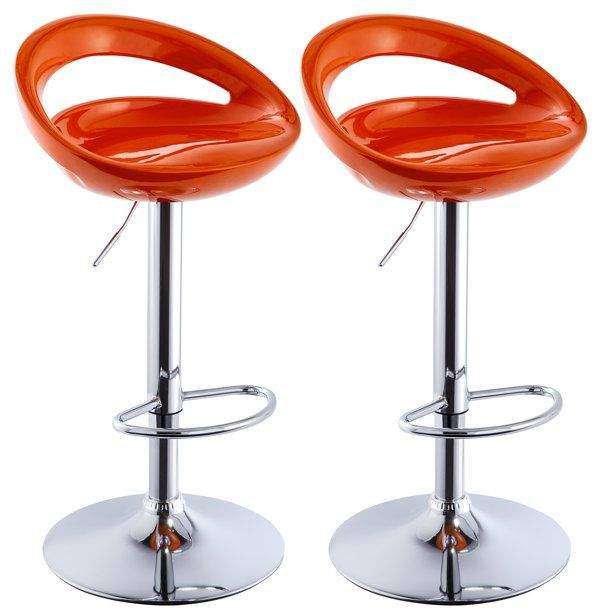 SMTE Bar Stools / Kitchen Counter Breakfast Chairs ? 2 Pack - Orange with keychain