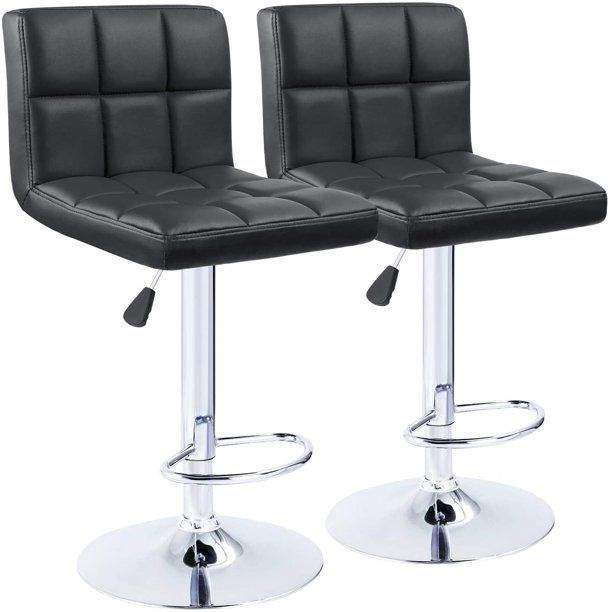 SMTE Bar Stools / Kitchen Breakfast Chairs - Set of 2 - Black with keychain