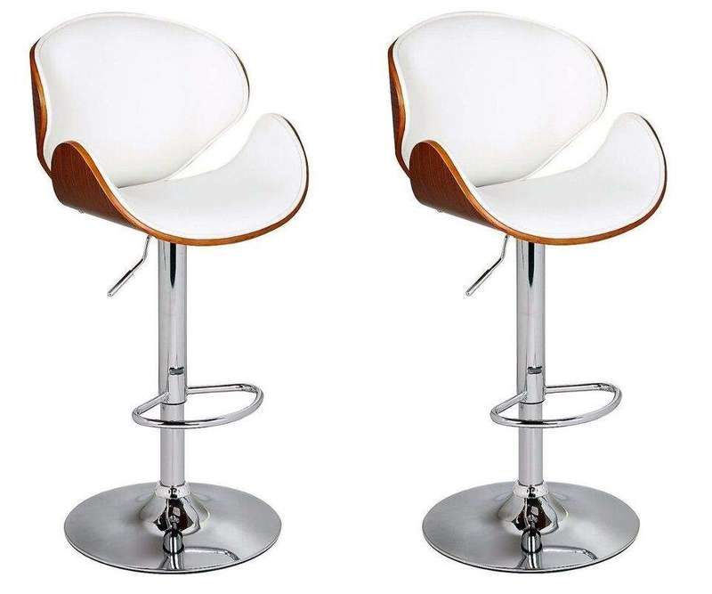 SMTE Bar Stools / Kitchen Breakfast Chairs ? Pack of 2-White / Brown Colour with keychain