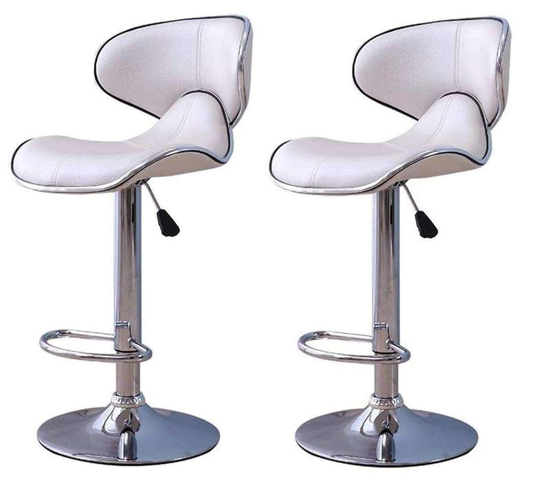 SMTE Bar Stools / Breakfast Kitchen Counter Chairs - 2 Pack - White with keychain