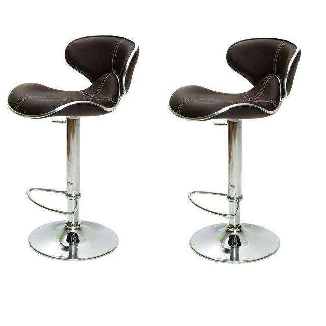 SMTE Bar Stools / Breakfast Kitchen Counter Chairs - 2 Pack - Brown with keychain