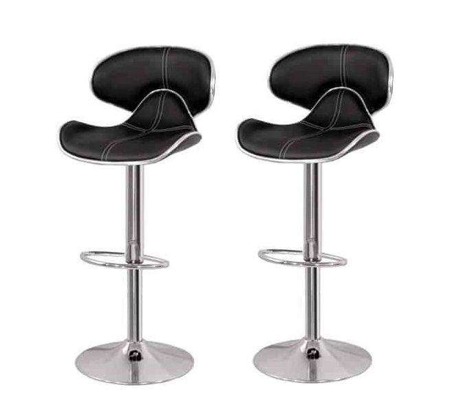 SMTE Bar Stools / Breakfast Kitchen Counter Chairs - 2 Pack - Black with keychain