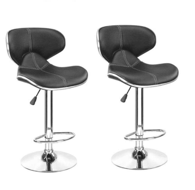 SMTE Bar Stools / Breakfast Breakfast Chairs - Set of Two ? Black Colour with keychain