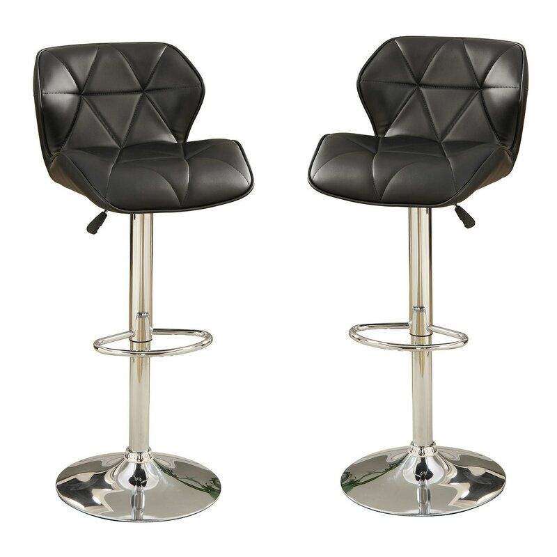 SMTE Bar Stool Chairs - Set of 2 - Black with keychain