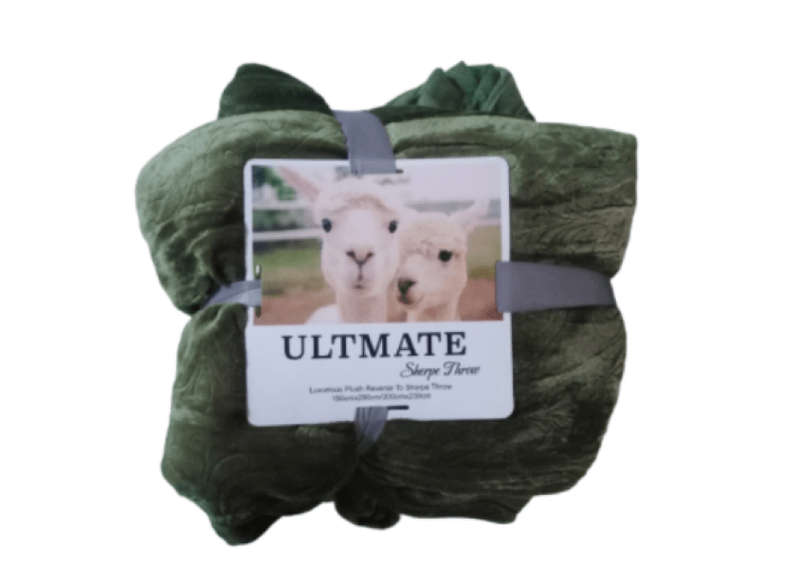 SMTE The Ultimate Sherpe Throw Blanket - Green with keychain