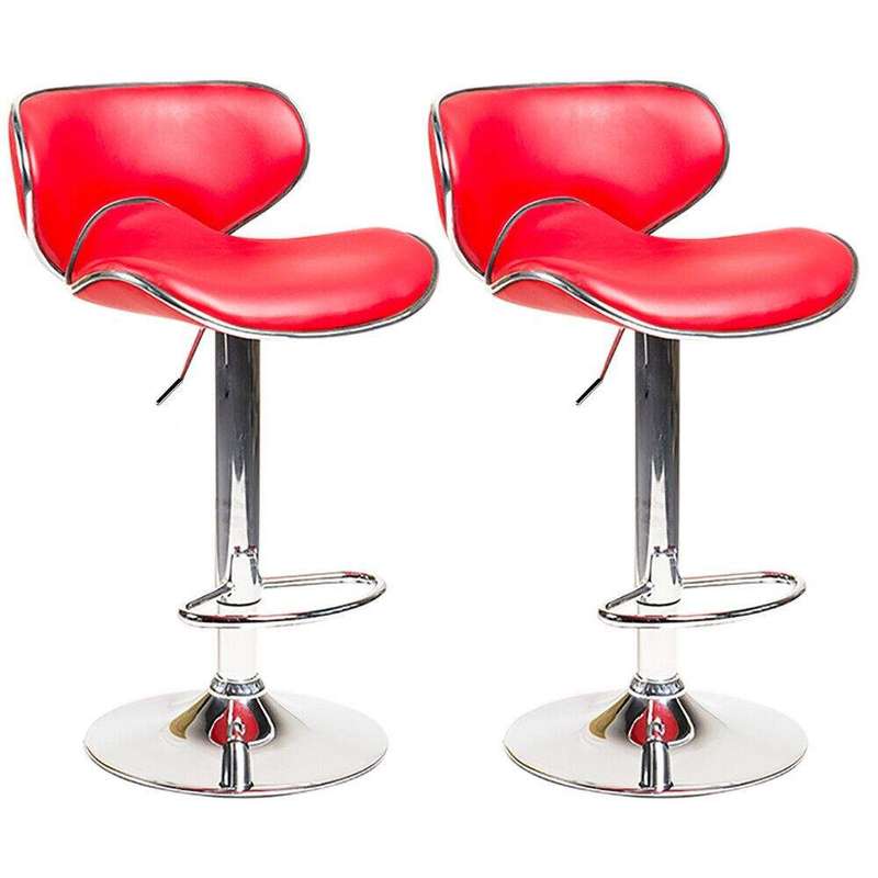 SMTE Adjustable Height Chairs, Bar Stools - Set of 2 - Red with keychain