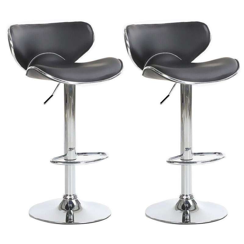 SMTE Adjustable Height Chairs, Bar Stools - Set of 2 - Black with keychain