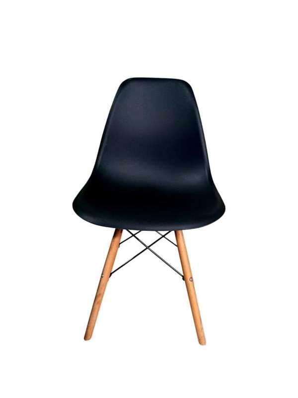 SMTE A304 Black Plastic Shell Chair - Wooden Legs with keychain