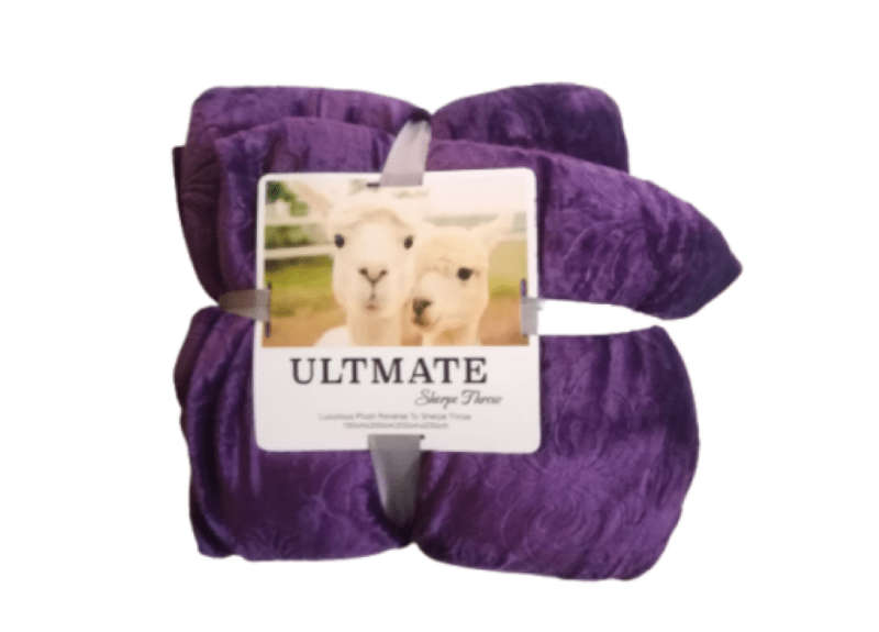 SMTE The Ultimate Sherpe Throw Blanket - Purple with keychain