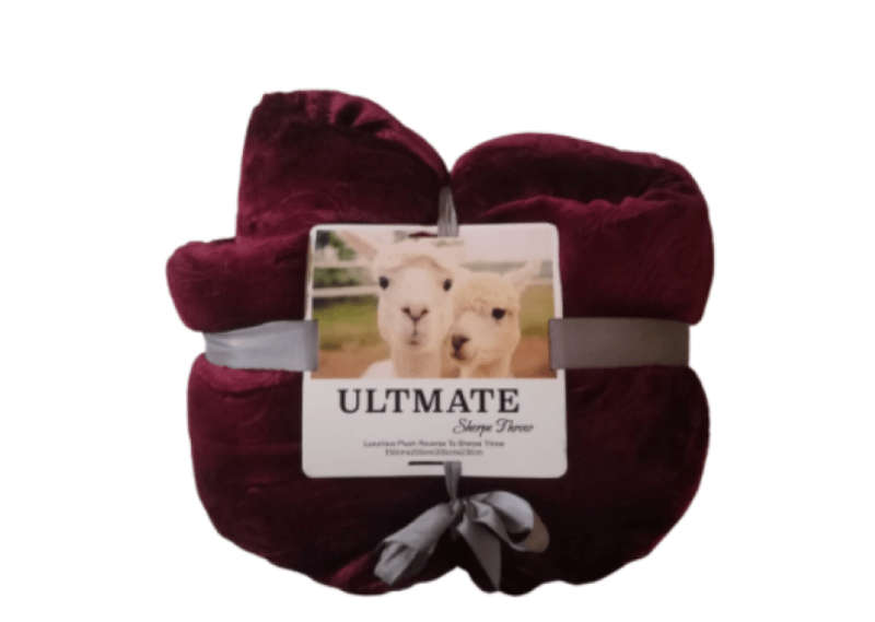SMTE The Ultimate Sherpe Throw Blanket - Red with keychain
