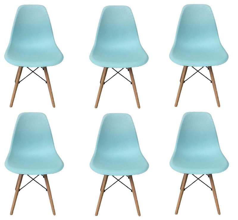 SMTE 6 x Wooden Leg Chairs - Green with keychain