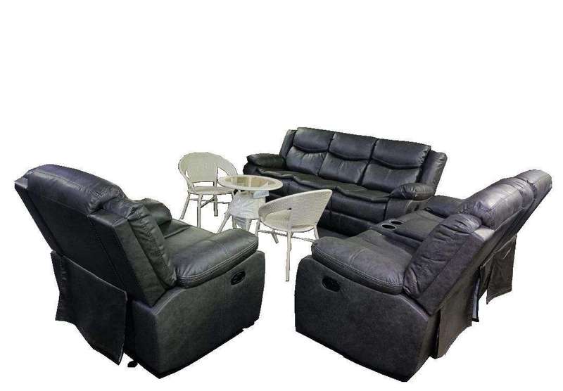 SMTE 6 Seat Recliner Sofa Chair Lounge Suite - Grey with keychain