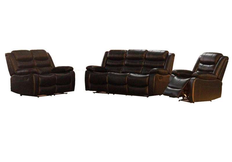 SMTE 6 Seat Recliner Sofa Chair Lounge Suite - Dark Brown with keychain