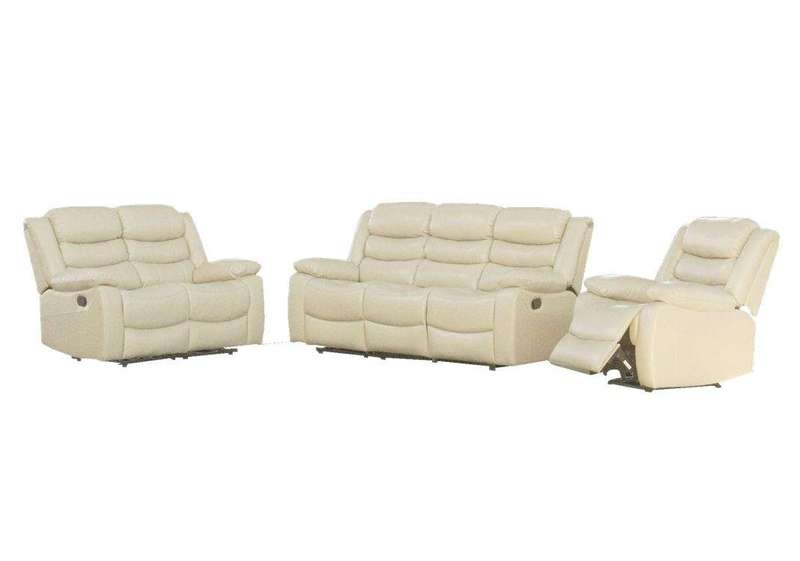 SMTE 6 Seat Recliner Sofa Chair Lounge Suite - Cream White with keychain