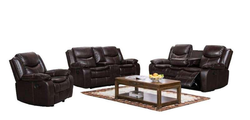 SMTE 6 Seat Recliner Sofa Chair Lounge Suite - Brown with keychain