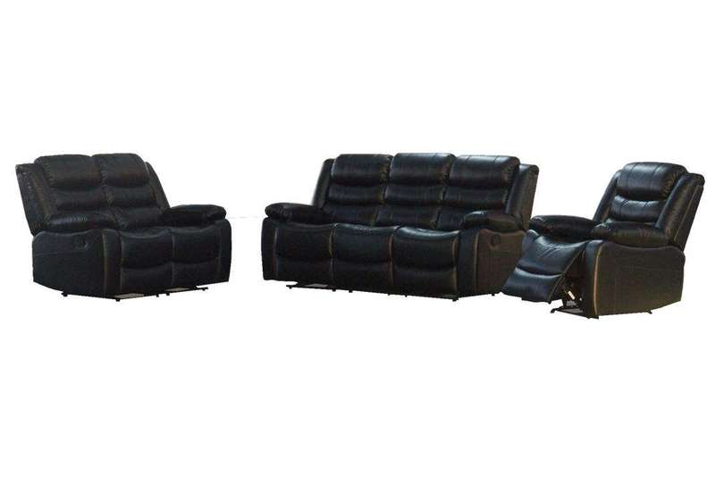 SMTE 6 Seat Recliner Sofa Chair Lounge Suite - Black with keychain