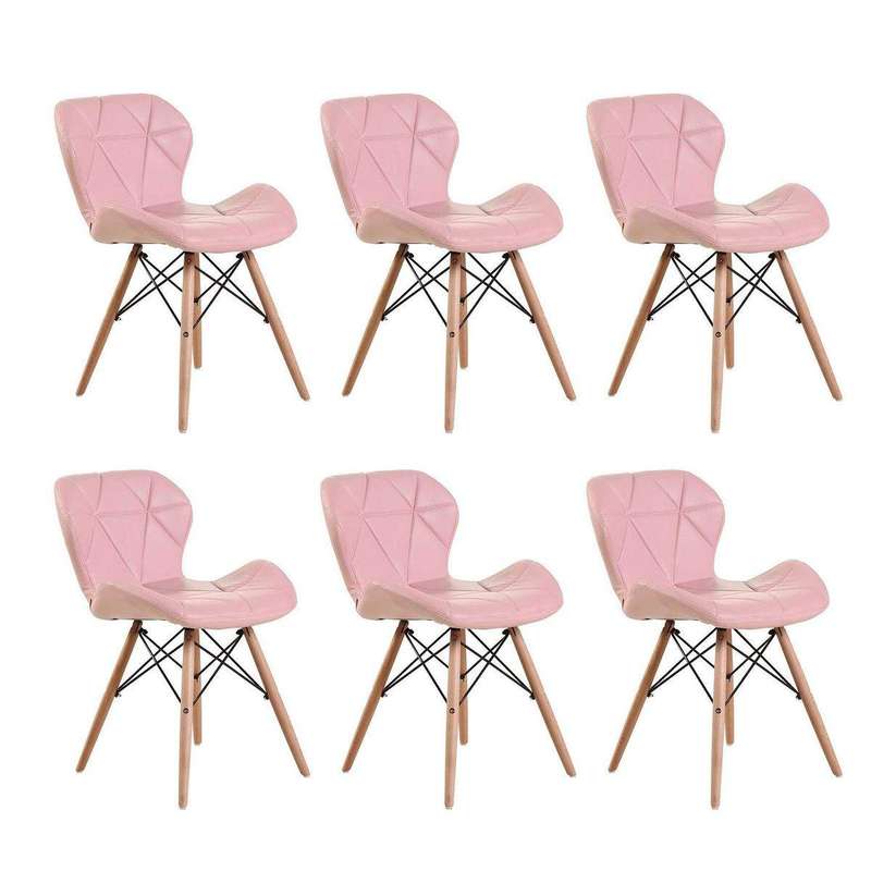 SMTE 6 Piece Of Multifunctional Scandinavian Butterfly Design Ergonomic Chair Set - Pink with key...
