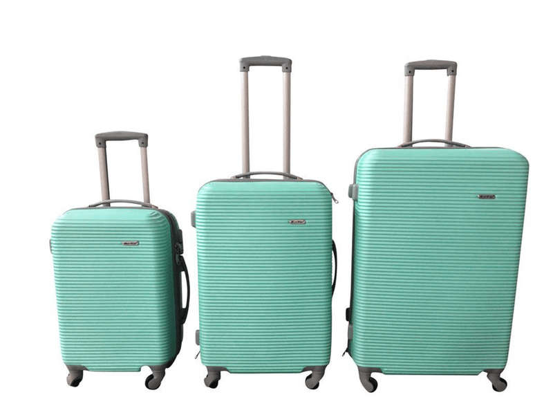 SMTE Daska Hard Outer Shell Travel Luggage Set - 3 Piece - Apple Green with keychain