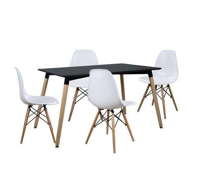 SMTE 5 In 1 Perla Rectangular Dining Table and Chairs Set - White with keychain