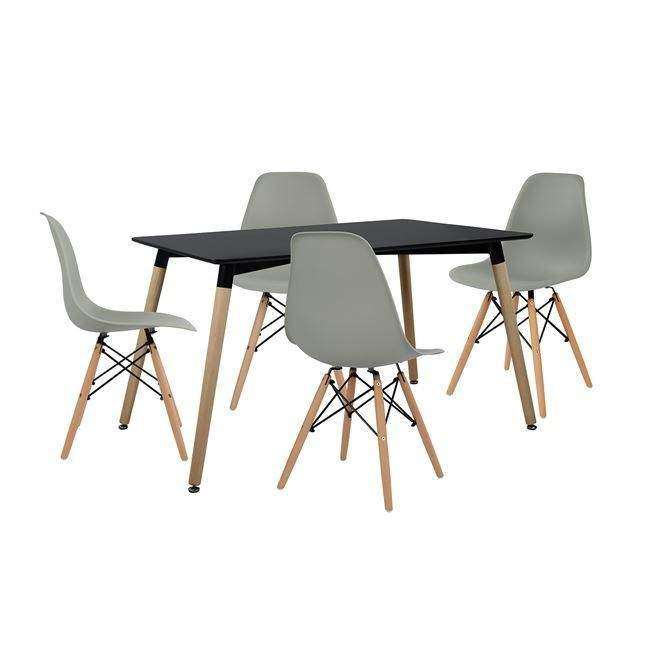SMTE 5 In 1 Perla Rectangular Dining Table and Chairs Set - Grey with keychain