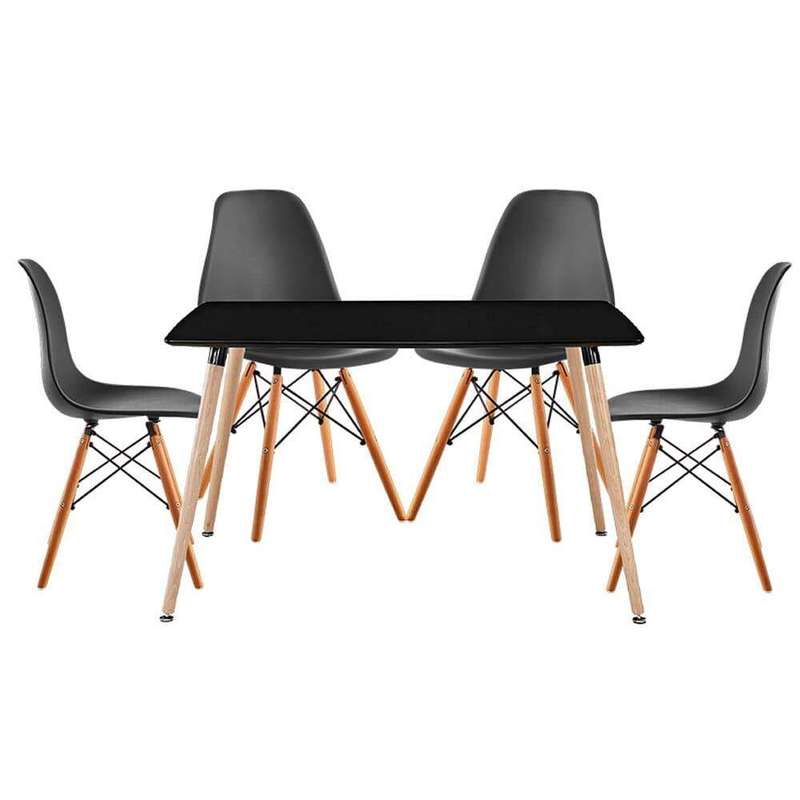 SMTE 5 In 1 Nordic Design Rectangular Dining Table and Chairs with keychain