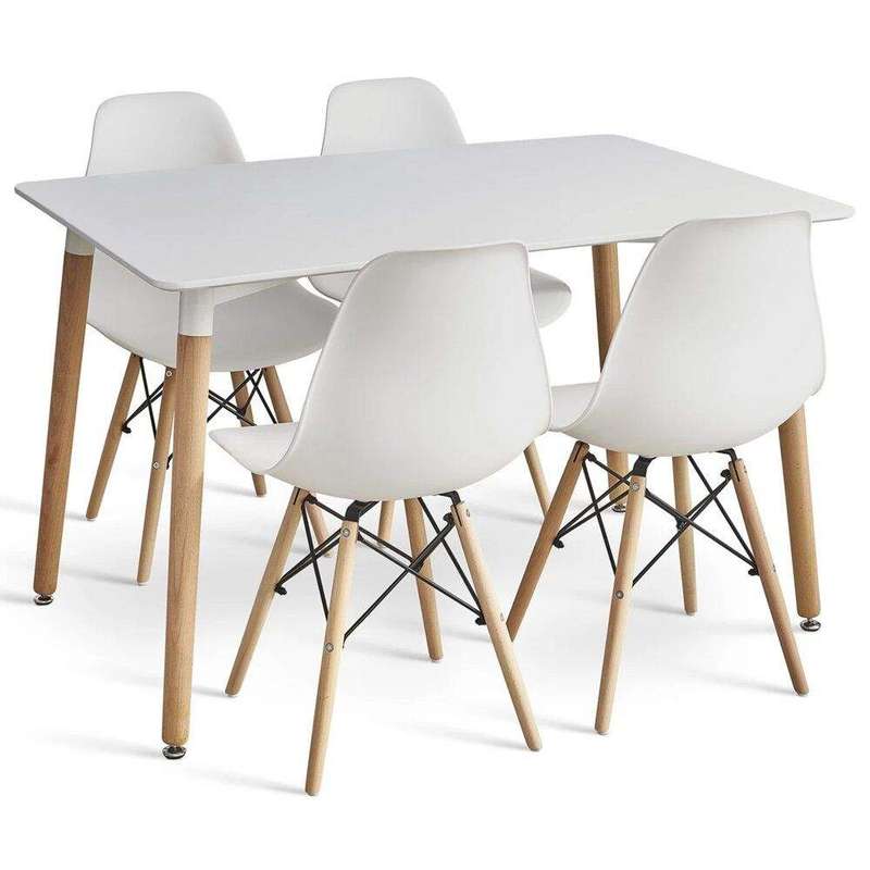 SMTE 5 In 1 Nordic Design Rectangular Dining Table and Chairs Set with keychain