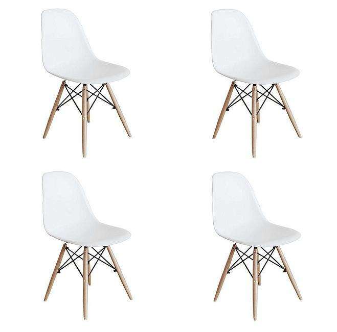 SMTE 4 x Childrens Wooden Leg Chair - White with keychain