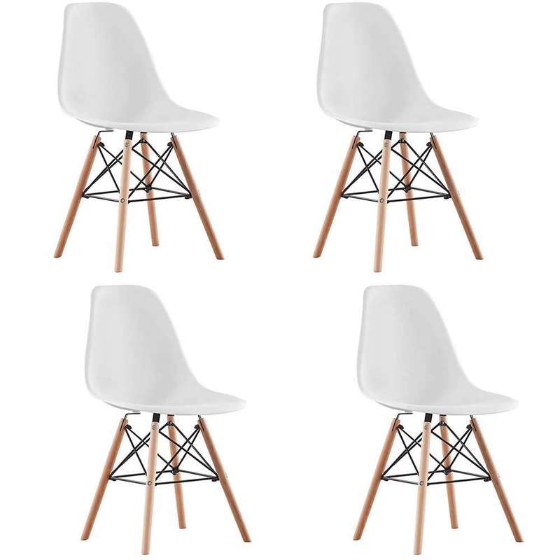 SMTE 4 Pieces Nordic Design Wooden Leg Dining Chairs with keychain
